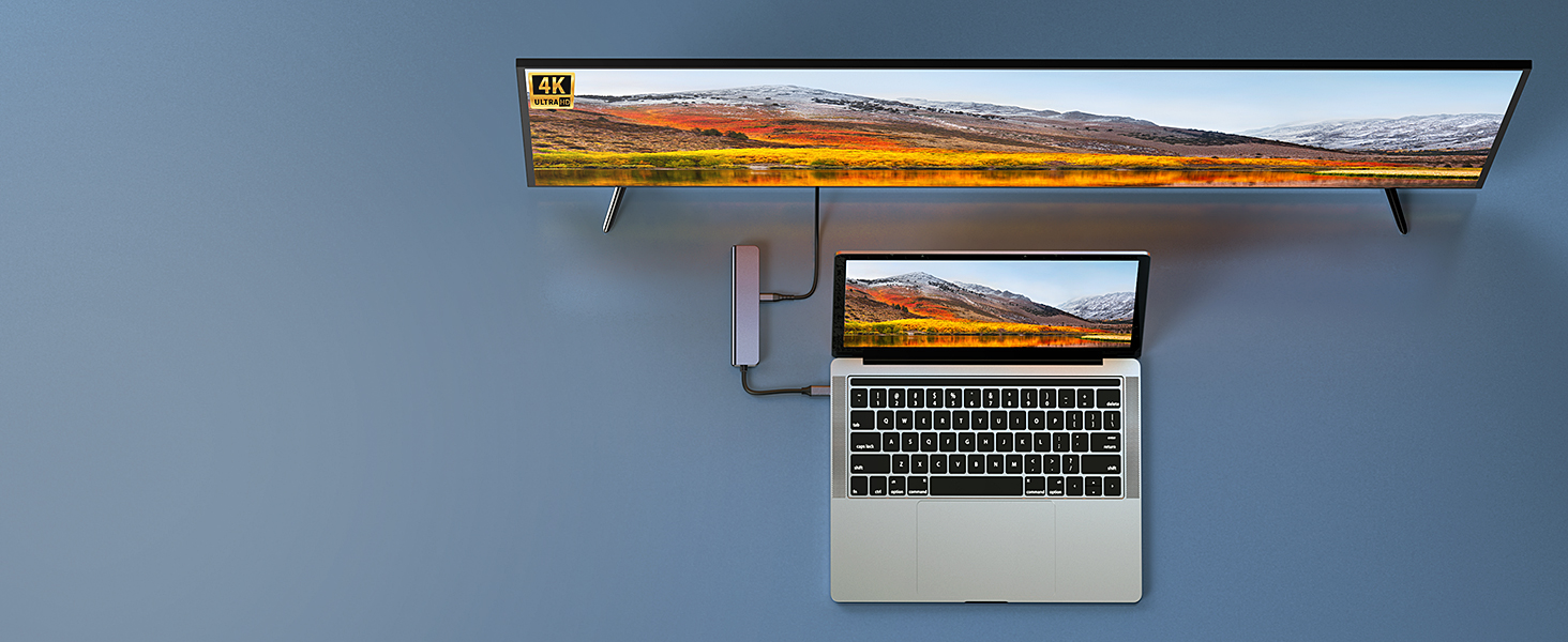 Док-станція USB-C з підставкою для ноутбука 8 в 1, хаб USB-C 4K@30Hz HDMI, SD/TF, адаптер для MacBook Pro Air, HP, Dell, Thinkpad, Surface (M79)