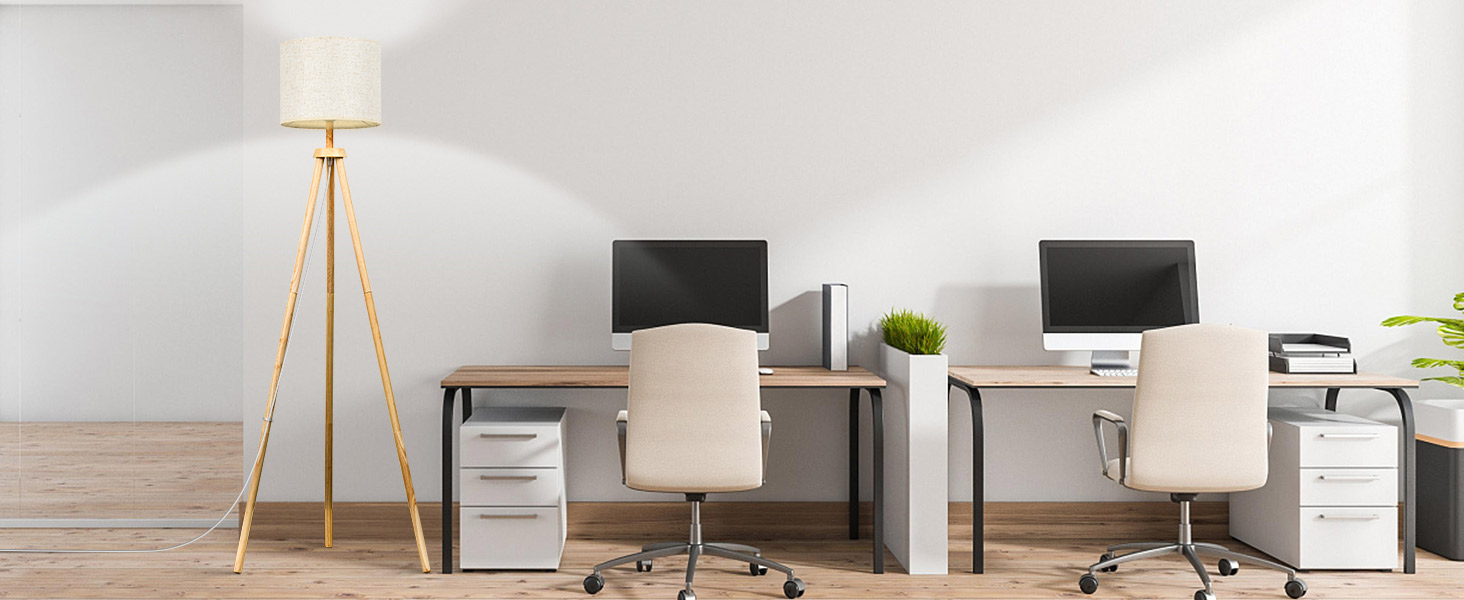 Стельова лампа для вітальні, LED, регулювання яскравості, 3 колірні температури, дерев'яна, з таймером, з абажуром, з вимикачем для вітальні, спальні, офісу