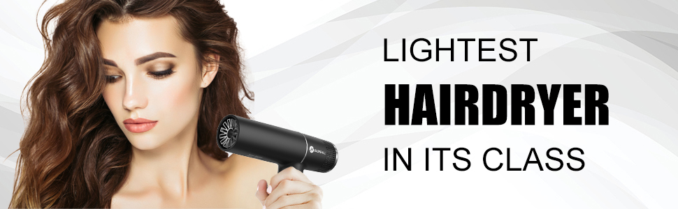 Фен Slopehill з унікальним безщітковим мотором | Інтелектуальна діагностика несправностей | Інноваційний мікрофільтр | Технологія Oxy Active | LED-дисплей | Суперлегкий 268г, 2000W (Чорний)