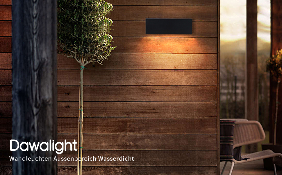 DAWALIGHT Настінний світильник для вулиці, комплект 2 шт., IP65, 2x6W, 3000K, тепле біле світло, темно-сірий, пластик