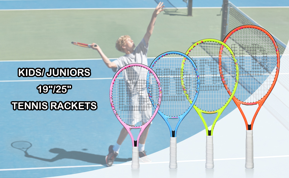 Lunnade Junior Tennis Racket Set - Youth Tennis Racket for Boys & Girls Ages 3-12 with Cover - 21 Inch