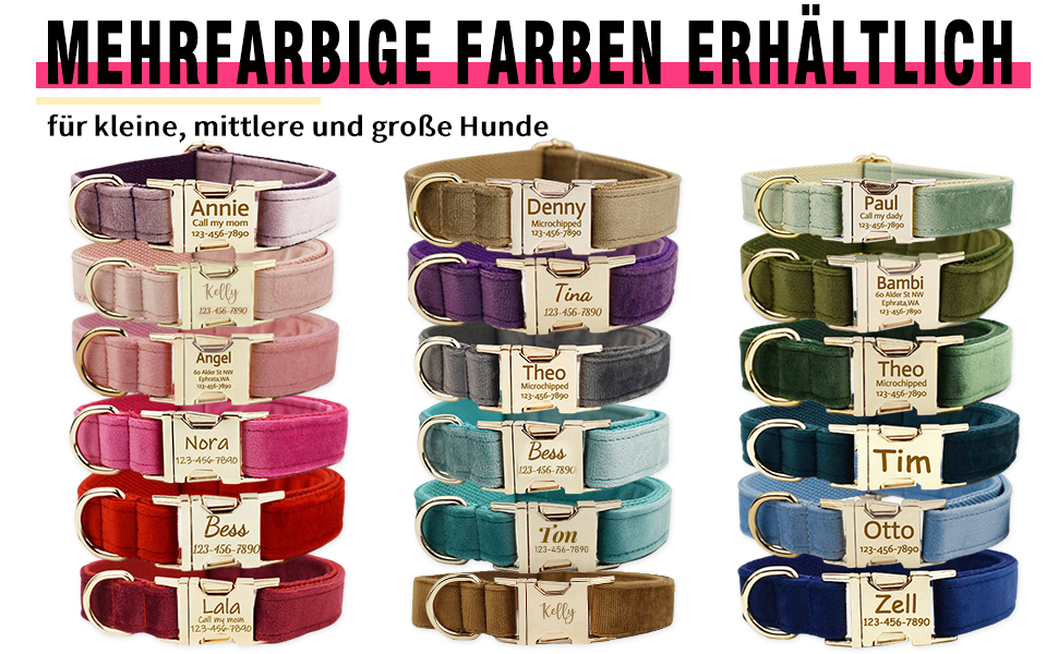 Персоналізоване собаче нашийник з металевою застібкою: напис та номер телефону. Регульовані розміри для собак середніх та великих порід.