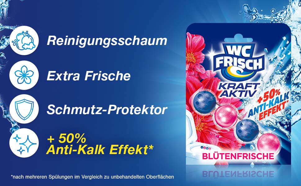 Освіжувач для унітаза WC Frisch Kraft Aktiv Duftspüler Blütenfrische, підвісний блок для туалету (10 шт)