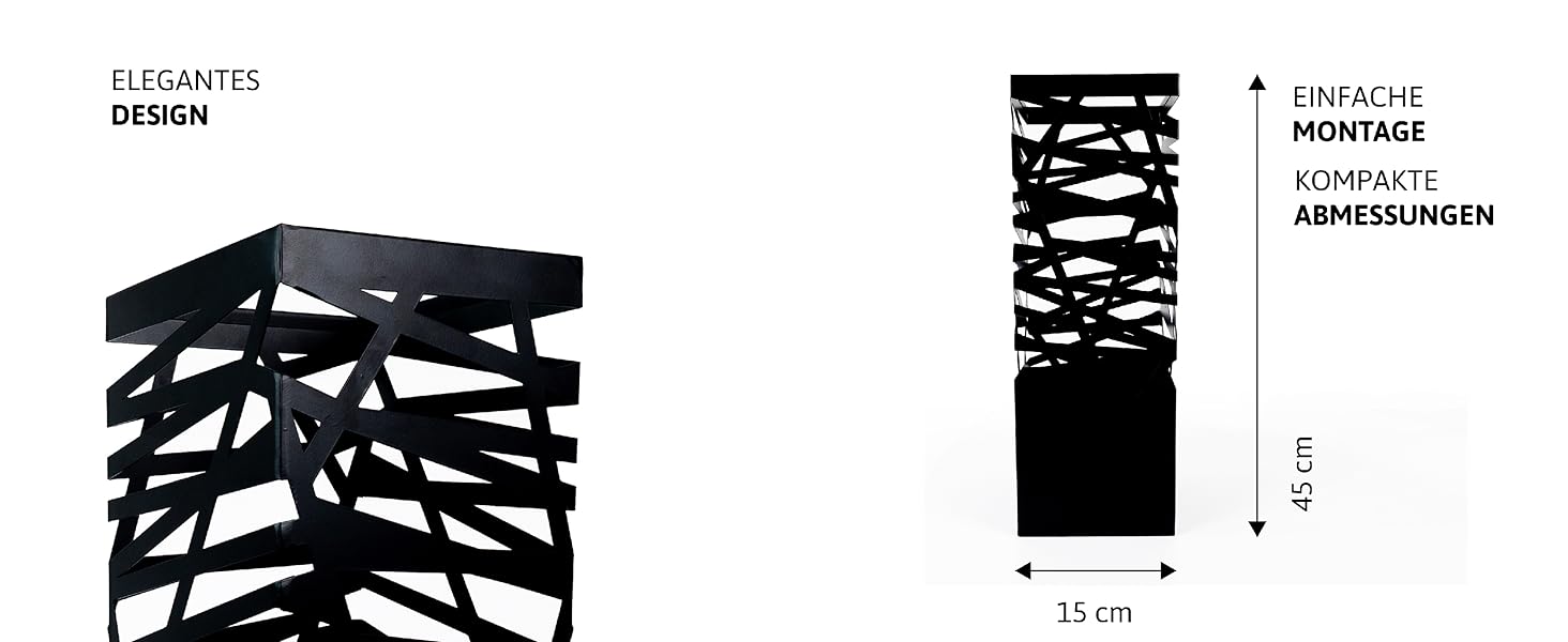Dönges Maxi Metal Umbrella Stand with Drip Tray & Hooks - Space-Saving, Elegant Black - Ideal for Entryway & Foyer Decoration