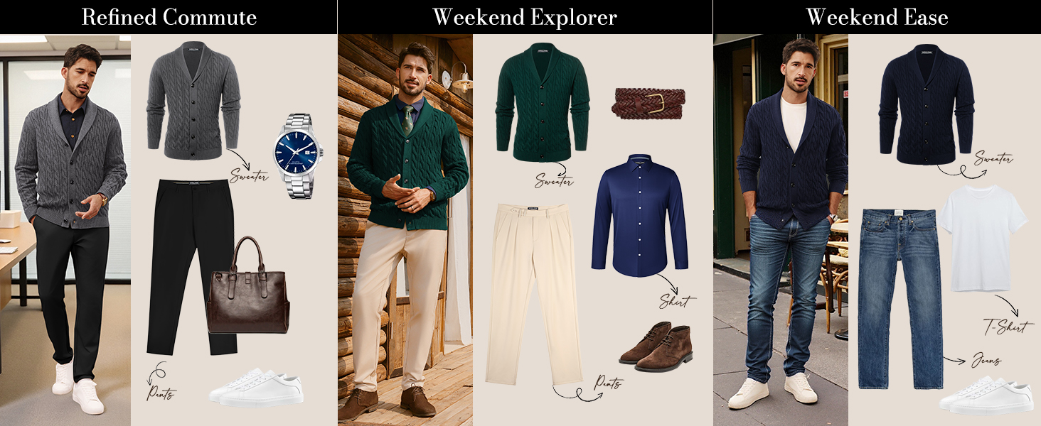 Кардиган чоловічий PJ PAUL JONES з коміром-шарфом, великий в'язання, чорний