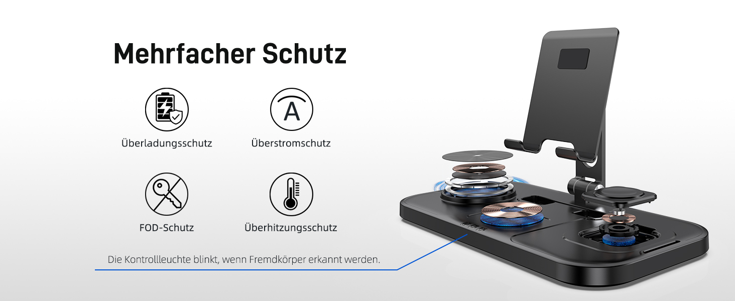 Бездротова зарядка 4-в-1 для Apple iPhone, Apple Watch, AirPods та iPad, з кабелями, чорний