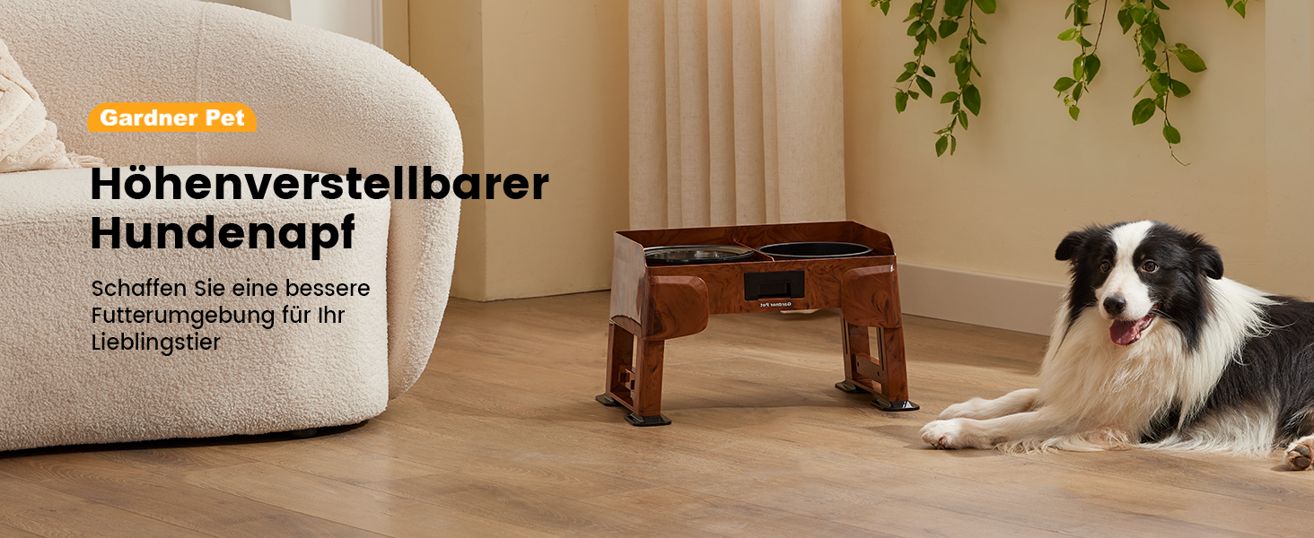 Підвищена годівниця для собак Gardner 2-в-1: миска для води без розливу та миска для повільного годування з регульованою висотою, 5 рівнів, протиковзна, для середніх та великих собак