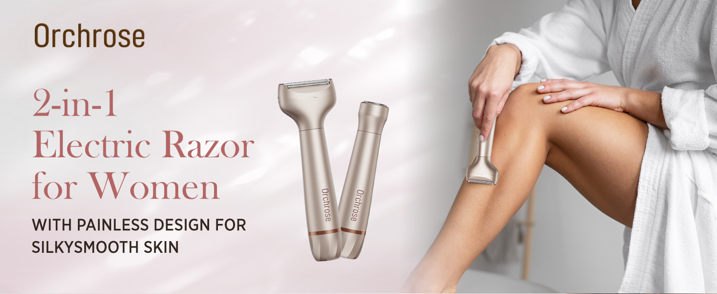 Електричний жіночий епілятор для тіла: безболісний пристрій для бікіні, обличчя, ніг, під пахвами – портативний для подорожей (рожеве золото)