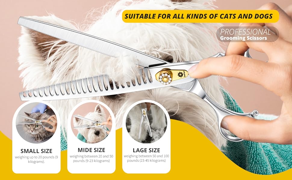 Професійна собача шерсть ножиці Dream Reach 8 дюймів - ножиці для грумінгу собак та котів з ергономічною ручкою, з високоякісної сталі 440C, з регульованим болтом