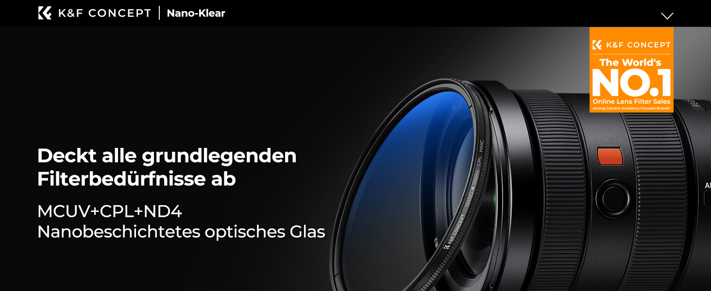 Набір фільтрів K&F Concept 62mm: UV, CPL, ND4 (Nano-Klear)