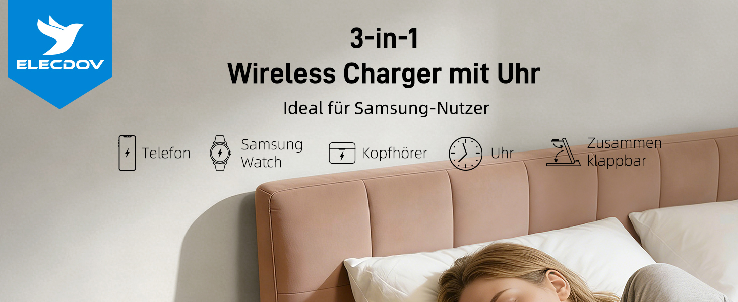 Бездротовий зарядний пристрій 3-в-1 для Samsung Galaxy S26/S25/Z Fold 7/Flip 7, Galaxy Watch 8/7/6/5 Pro та Buds 3/2 - білий