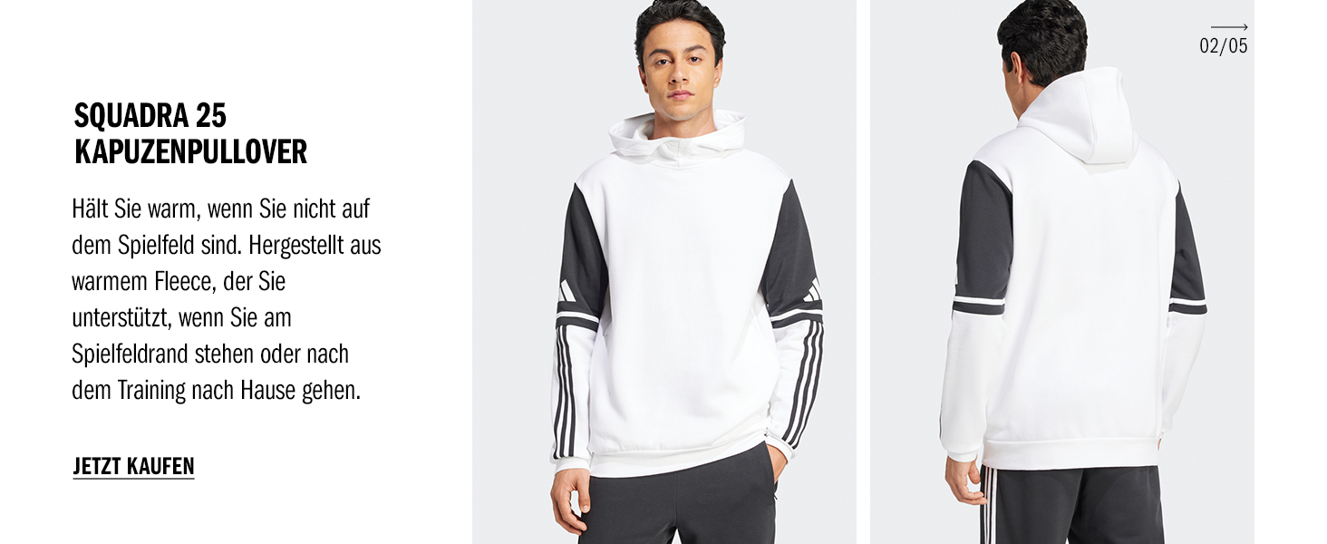 Чоловіча спортивна толстовка з капюшоном Adidas Squadra 25, біла, розмір XL