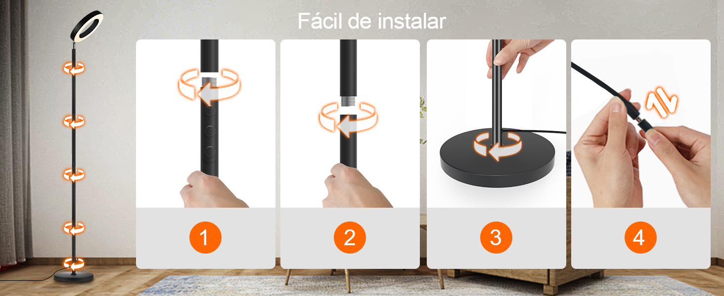 LED торшер, 42W, 16 мільйонів кольорів RGBCW, WiFi, Smart, двосторонній, для вітальні, сумісний з Alexa/Google Home, синхронізація з музикою, регульована яскравість, торшер для читання в спальню, RGB-42W