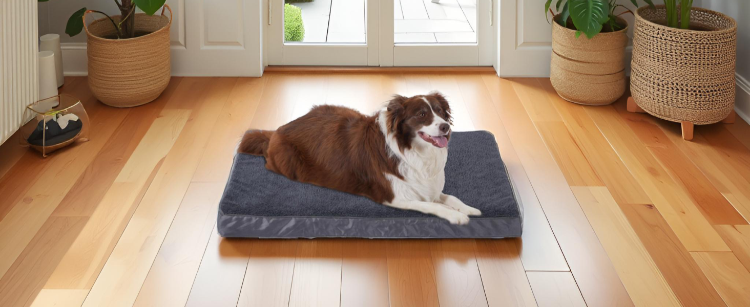 Ортопедичний лежак для собак малого та середнього розміру, трансформується (холодне/тепле), знімний та пральний, водонепроникний, темно-сірий, 75x50x7 см, розмір M