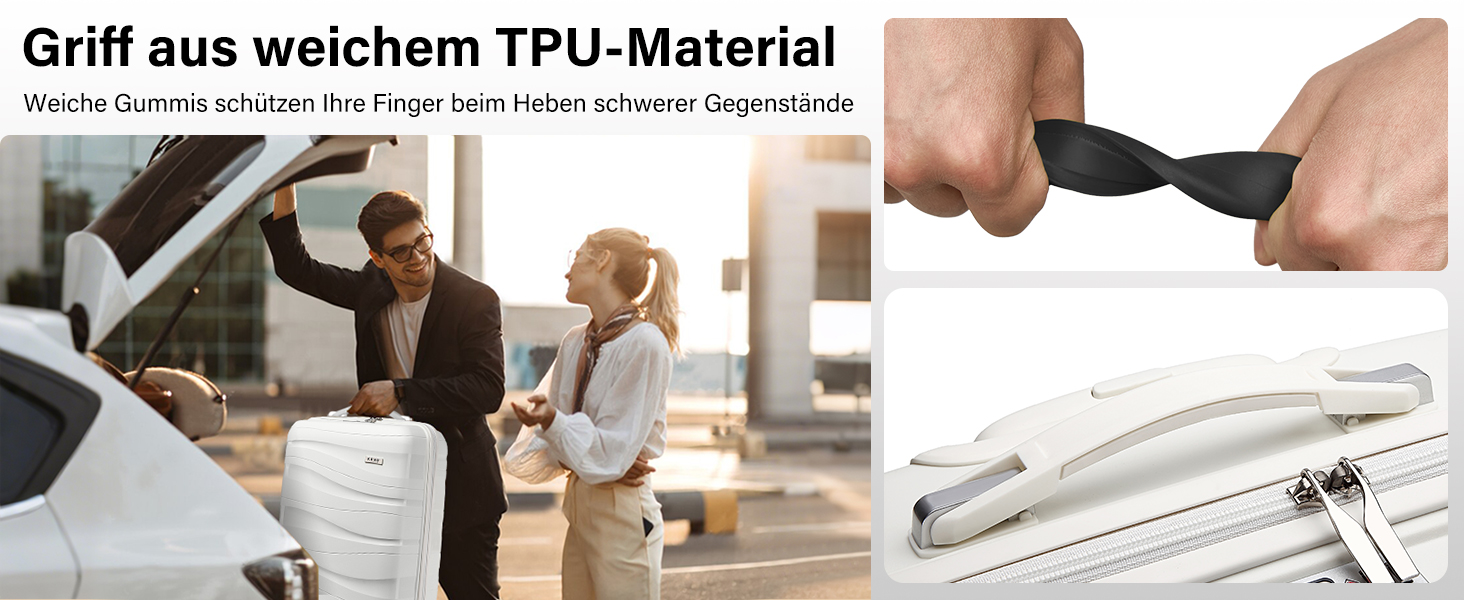 Набір валіз KONO 2 шт: ручна валіза-тележка 56 см + косметичка з поліпропілену, жорсткий корпус, 4 колеса, TSA-замок (кремово-білий)