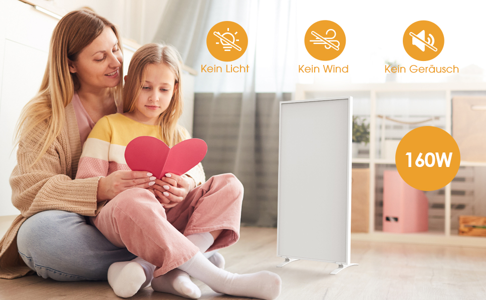 Інфрачервовий обігрівач Byecold 300W зі Standfüßen (ніжки), електричний, економний, з захистом від перегріву, білий
