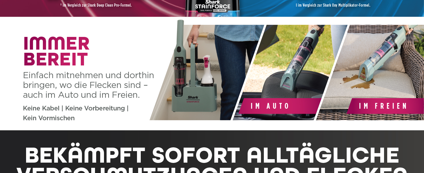 Shark StainForce: портативний бездротовий видалення плям та запахів для килимів та меблів (HX100EUCP)