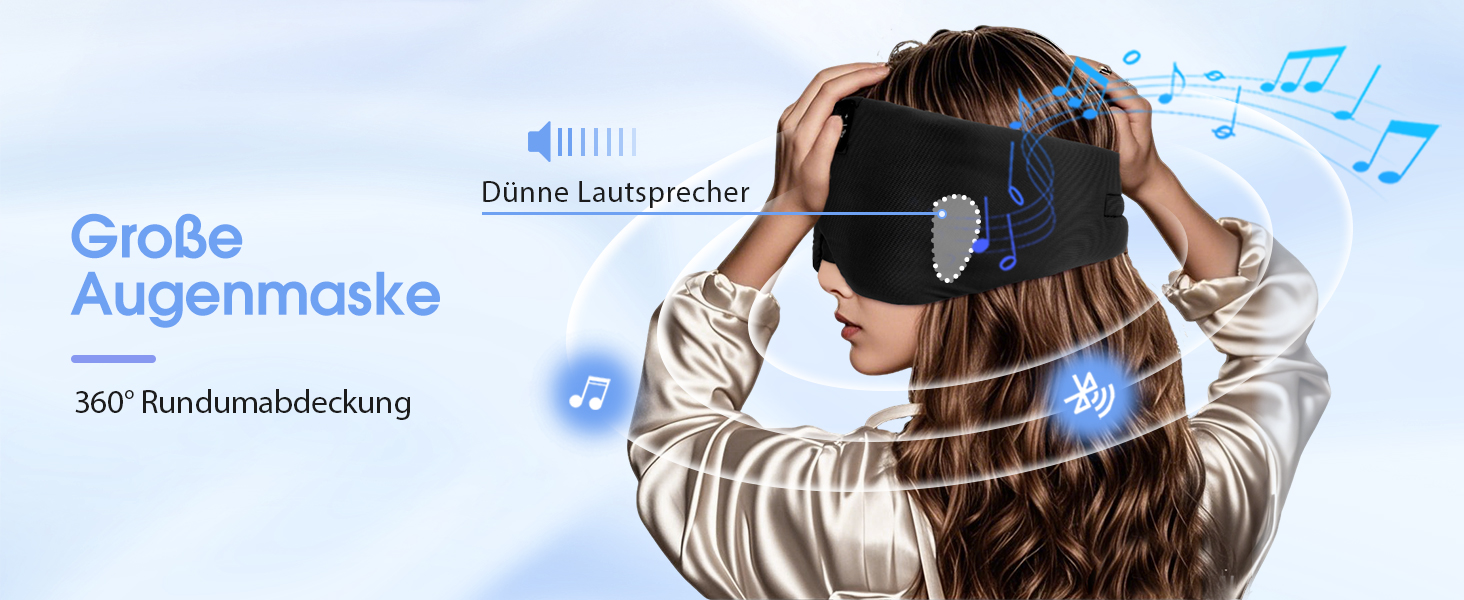 Маска для сну з Bluetooth навушниками, шовкова, 100% затемнення, для чоловіків та жінок, м'яка, для сну, подорожей та релаксації, чорна