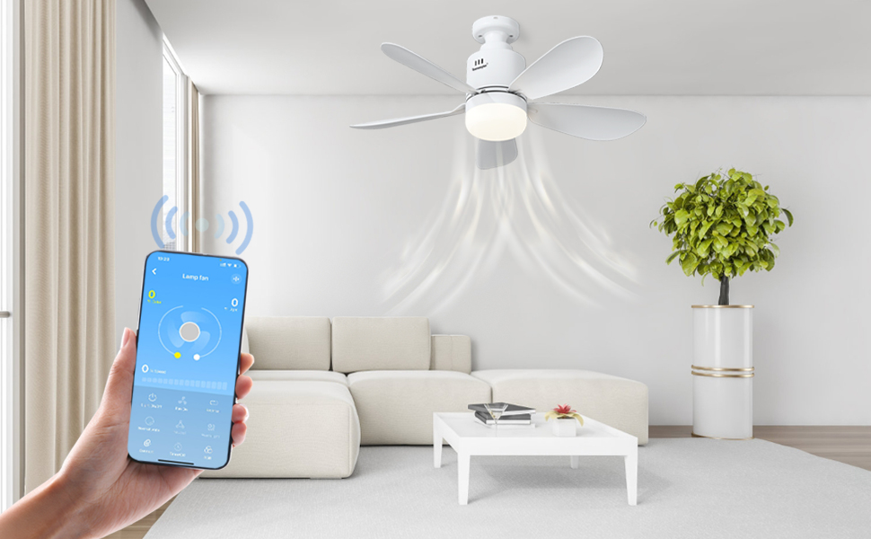 Стеляний вентилятор з підсвіткою, 53 см, з пультом дистанційного керування та таймером, 4 швидкості, регулювання температури кольору 3000K-6500K