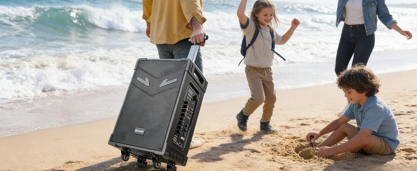 Портативна караоке система GTSK10-3 з Bluetooth, 2 мікрофонами та 10” сабвуфером для дому та вечірок