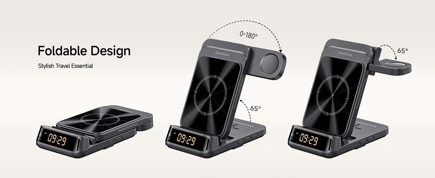 Бездротова зарядка SwanScout 708S для Samsung Galaxy S26 Ultra/+/S26/S25/S24/S23/S22/S21, Galaxy Watch Ultra/8/7/6/5/4, Galaxy Buds4 Pro (Без адаптера) Чорна