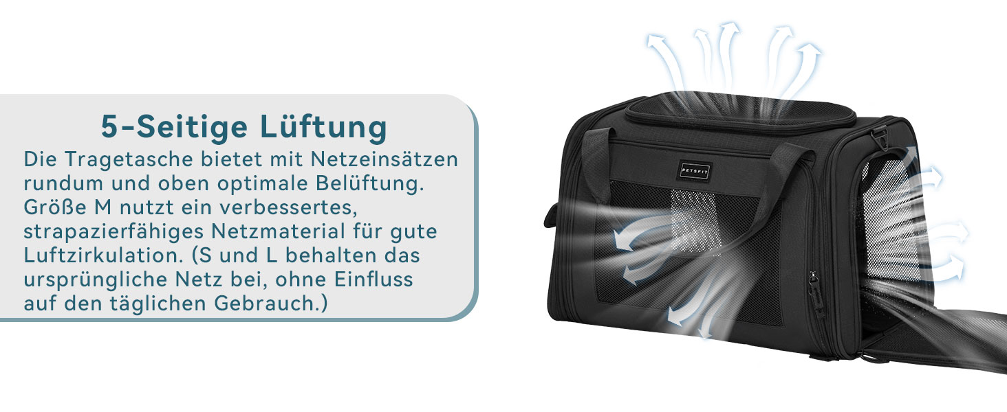 Переносна сумка-переноска для котів та собак Petsfit, розкладний дизайн, з м'яким розкладним килимком, чорна (47x30x30 см)