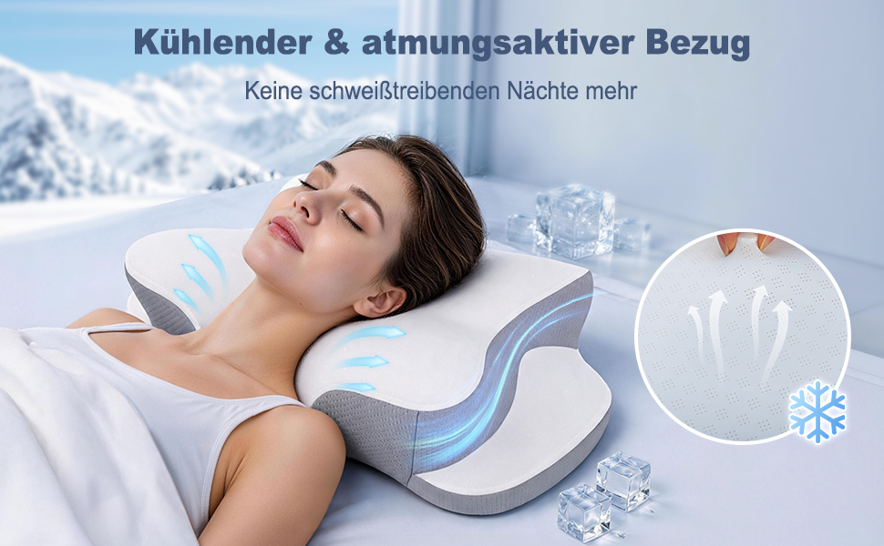 Ортопедична подушка з Memory Foam для сну на боці, спині та животі, біла. Знімний дихаючий чохол.