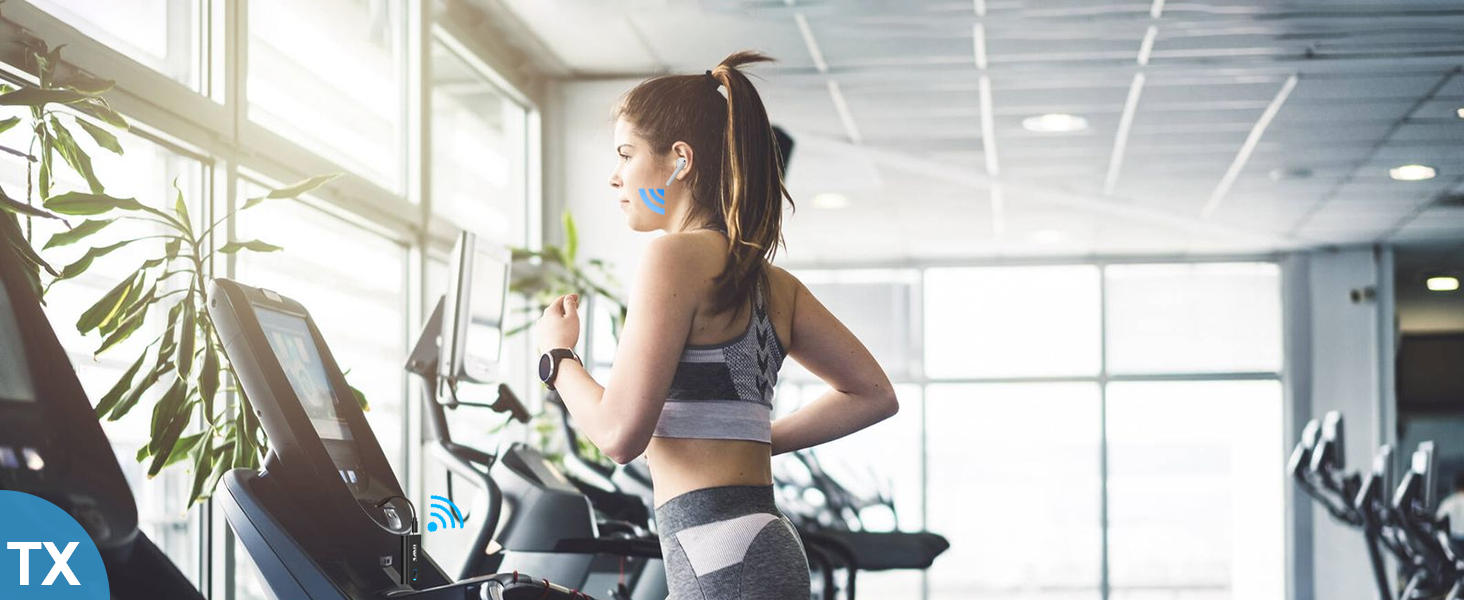 1Mii Bluetooth 5.3 адаптер для телевізора та навушників, 2-в-1 передавач/приймач, aptX-Adaptive & HD аудіо, 3.5 мм роз'єм, для стереосистеми, літака, MP3, чорний