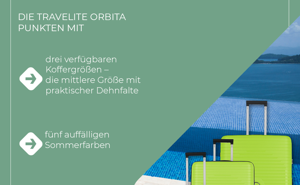 Набір валіз Travelite Orbitа 3 шт. (L/M/S) з жорстким корпусом, 4 колеса, TSA-замок, Limone