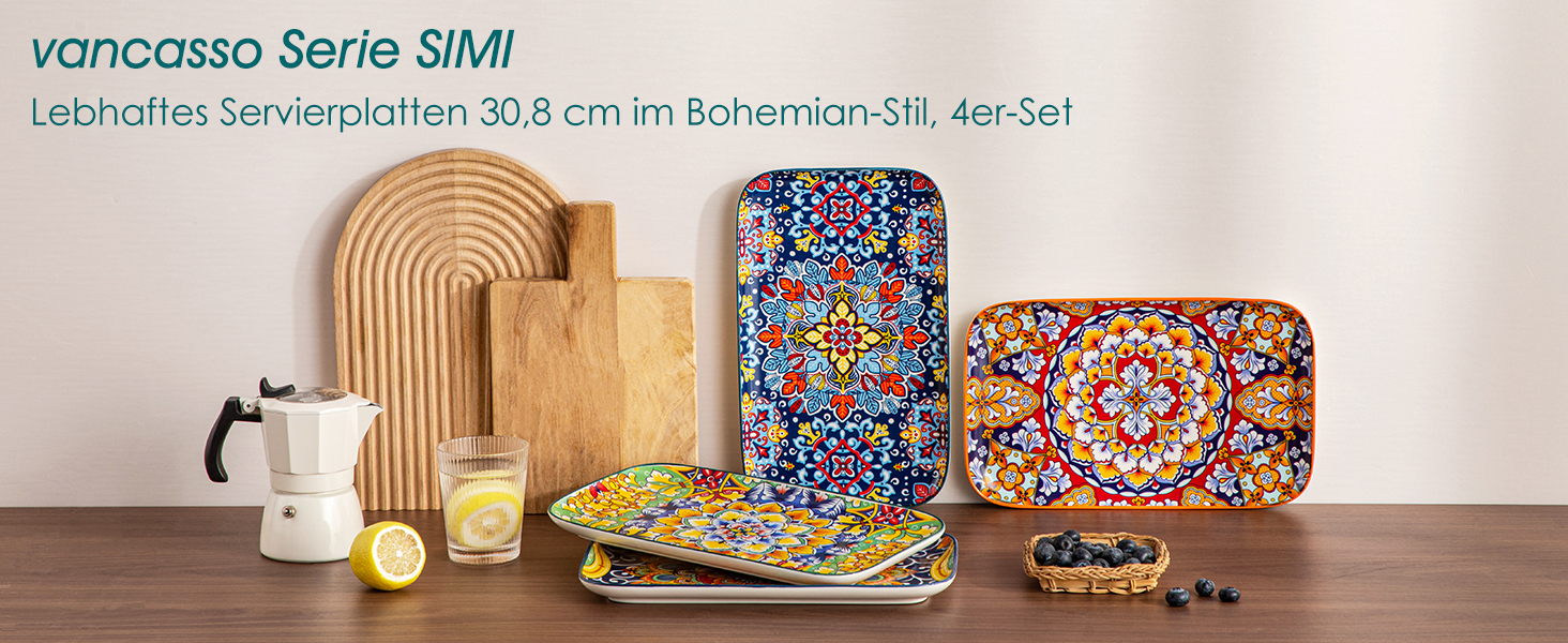 Набір сервіровочних тарілок Vancasso Simi, 4 шт., 30,8 x 19 x 2,4 см