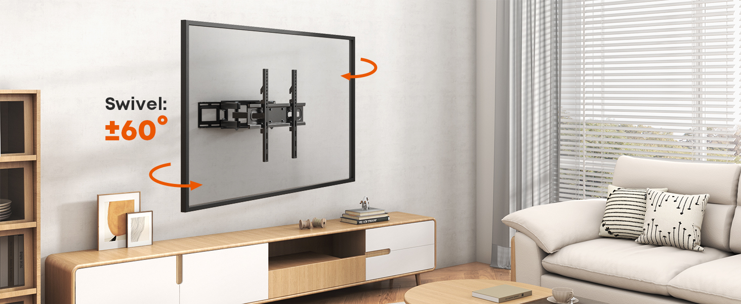 Настінне кріплення для телевізора 32-70 дюймів, поворотне, нахильне, до 50 кг, VESA 400x400 мм