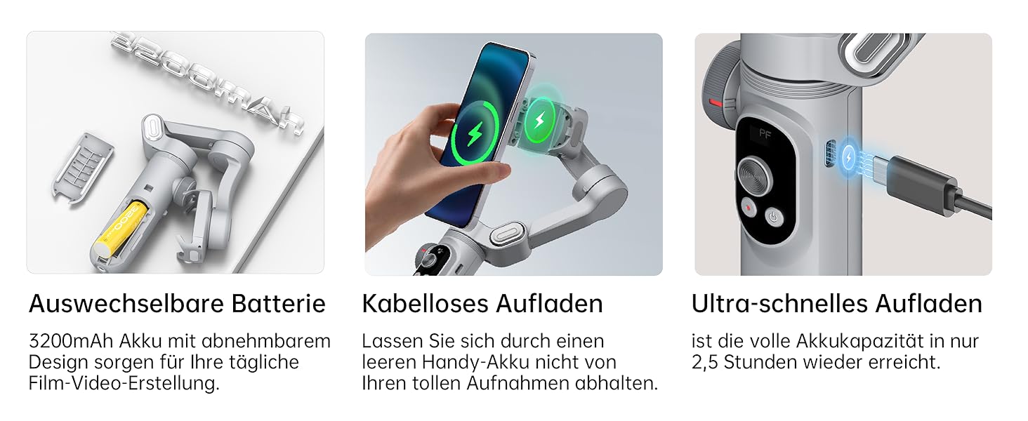 Стабілізатор для смартфона AOCHUAN Smart X Pro (3-осьовий, з RGB-підсвічуванням, для iPhone/Android)