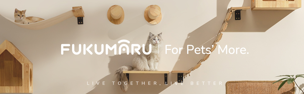 FUKUMARU настінний гамак для котів, 91x33 см, міст з натурального масиву гевеї, настінне ліжко для котів, DIY котячий хайвей, котяча стіна