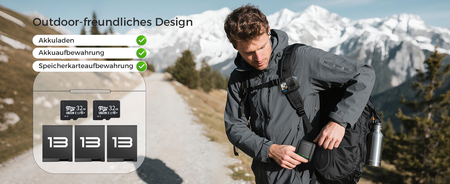 Зарядний пристрій для GoPro Hero 13 Black — 3-канальний зарядний пристрій з швидкою зарядкою, USB-C кабель. Сумісний з GoPro Hero 13 Black, оригінальний акумулятор (без акумулятора). Для Hero 13