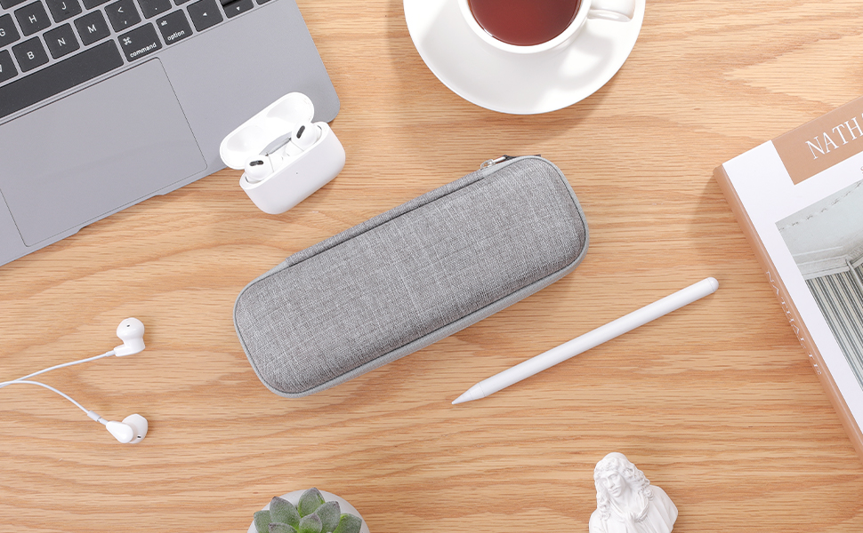 Чохол для Apple Pencil та інших стилусів, преміум шкіра, сірий, з відділенням для кабелю USB