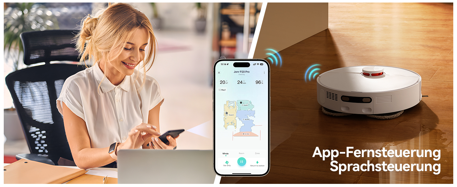 Робот-пилосос JONR T5 Pro з функцією миття, 8150Pa, сушка гарячим повітрям, антизаплутувальні щітки, уникнення перешкод, LiDAR-навігація, док-станція All-in-One