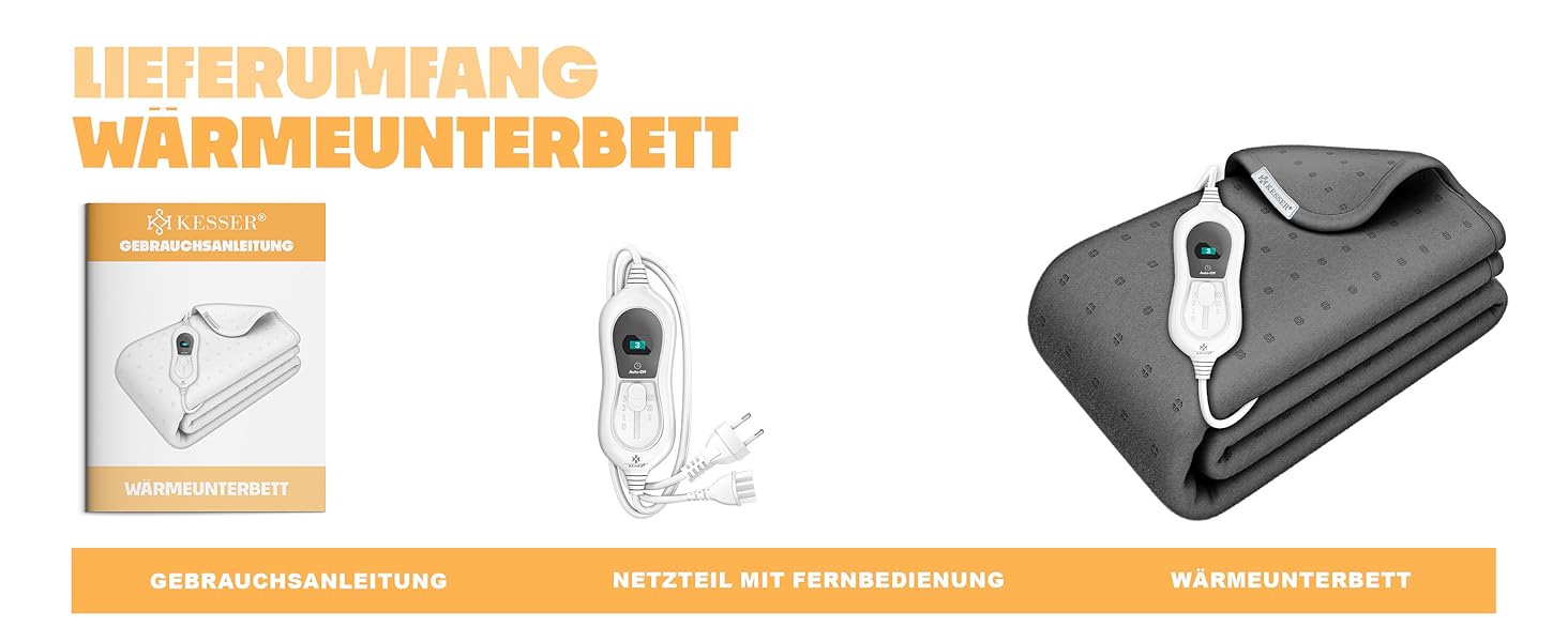 Електрична ковдра KESSER® з автоматичним вимкненням та пультом дистанційного керування | 3 температурні режими | Підійде для будь-якого ліжка | Тепла ковдра з м'якого флісу, білий колір, 150x80 см, антрацит
