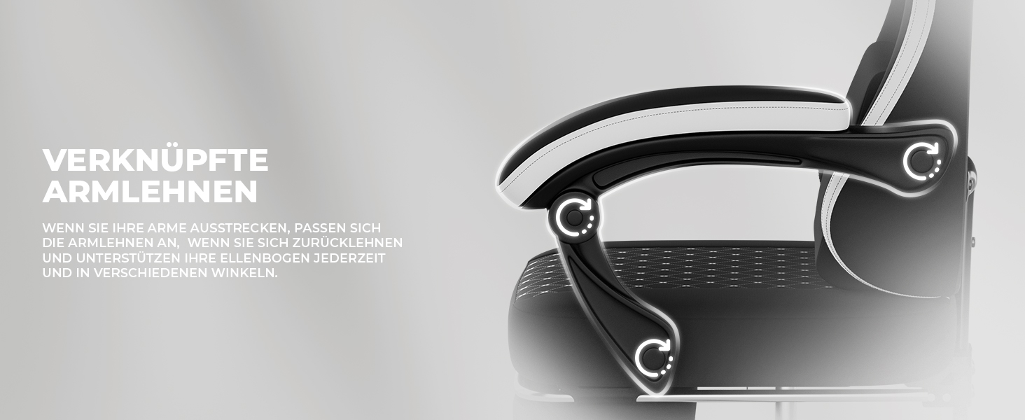 Геймерське крісло Ergonomic з підставкою для ніг та підтримкою спини, регульоване, для дому, офісу, кіберспорту (чорно-біле)