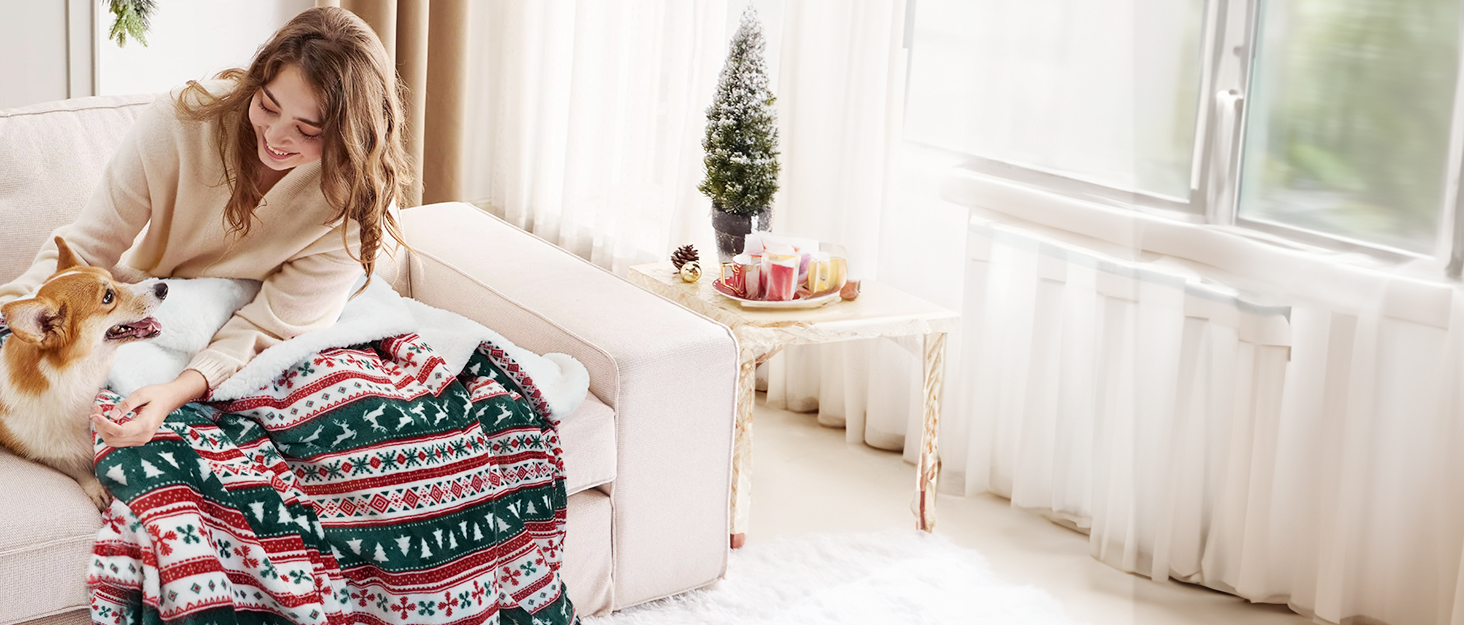 Електрична гріюча ковдра PRANITE 200x180 см з Sherpa-фланелі, 6 режимів нагріву, таймер, захист від перегріву, червона