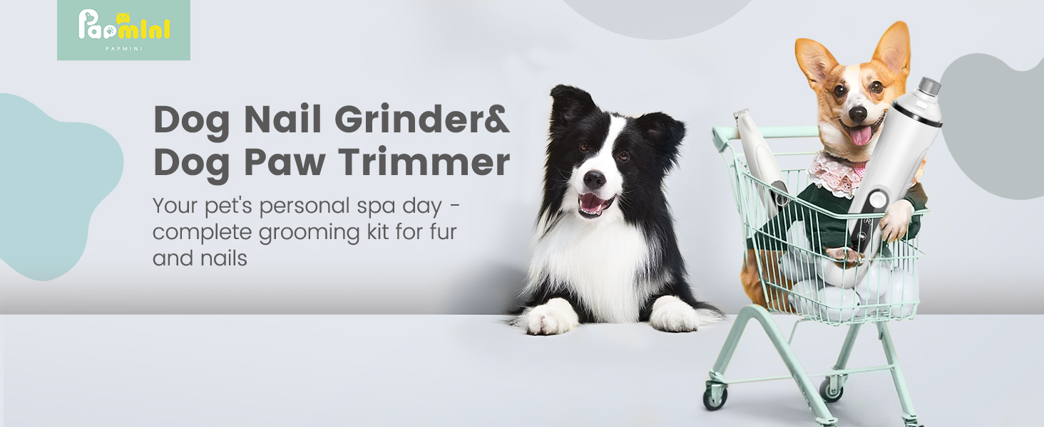 Триммер для стрижки кігтів та стрижка кігтів для собак 2 в 1, безшумний, акумуляторний, електричний, для великих, середніх та маленьких собак, білий