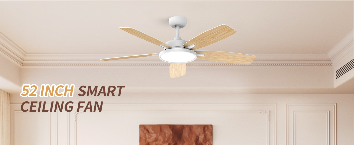 Стельовий вентилятор Taloya Smart з LED підсвіткою та пультом, 132 см, білий. Дистанційне керування, 6 швидкостей, димер 3000-6500K, таймер для вітальні та спальні
