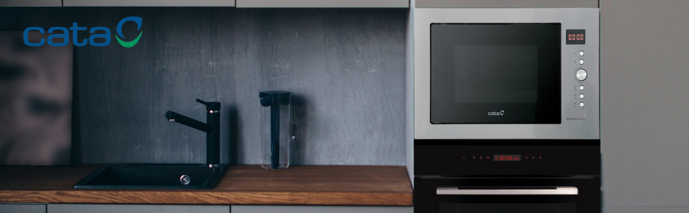 Мікрохвильова піч CATA MC 32 DC в нержавіючій сталі з антижировим покриттям, вбудована, 900 Вт, 32 л, гриль 1100 Вт, таймер 95 хв