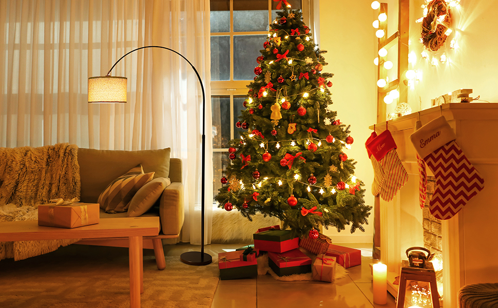 Торшер для вітальні JASMIN I з LED E27, тканинний абажур 33 см, вимикач на нозі, вінтажний стиль, підходить для спальні, готелю