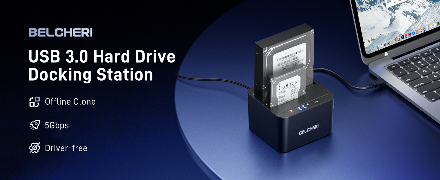 Док-станція для HDD/SSD USB 3.0 на 2 слоти, для 2.5