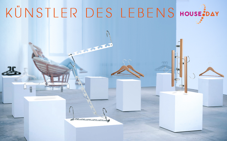 Вішалки для одягу HOUSE DAY: 8 штук, металеві, для важких речей, економія місця, антиковзаючі, 26 см