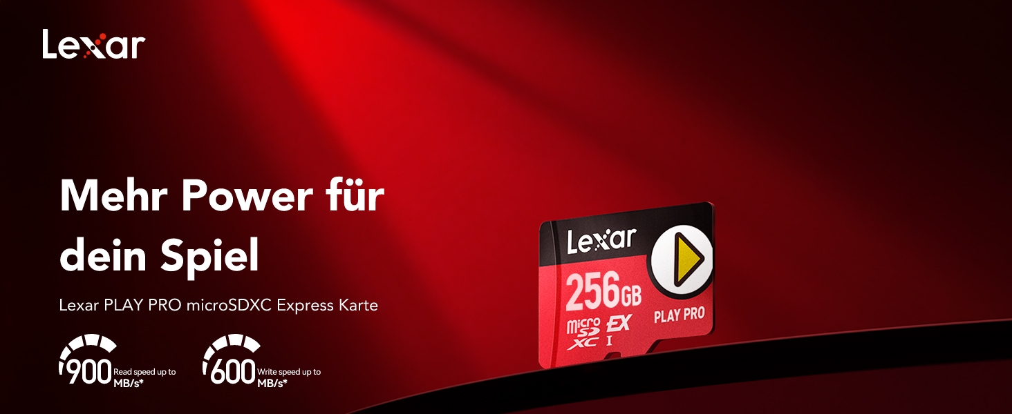 Карта пам'яті MicroSD Express Lexar PLAY PRO 256GB, швидкість читання до 900МБ/с, запис до 600МБ/с