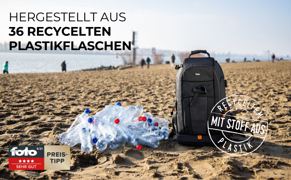 Рюкзак для камери Rollei Fotoliner Ocean L: великий, з перероблених PET-пляшок, з дощем.і, підходить для ручної поклажі