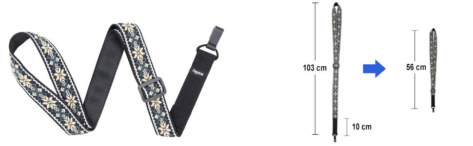 Гітарний ремінь Rayzm з візерунком жакарду, 5 см, для акустичної, електрогітари та басу, з тримачем для медіатора, регульована довжина