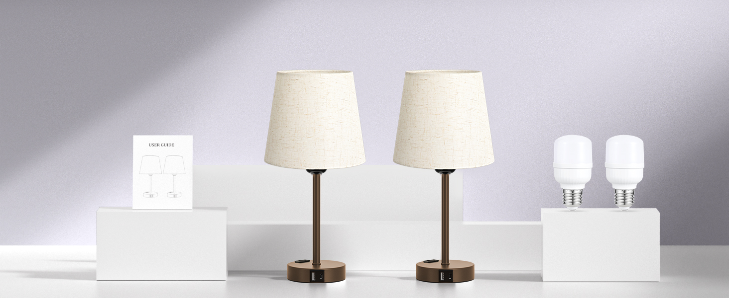 Настільна лампа Kakanuo з торшером, 2 шт., з USB-портами та диммуванням, для спальні, вітальні, дитячої кімнати, офісу