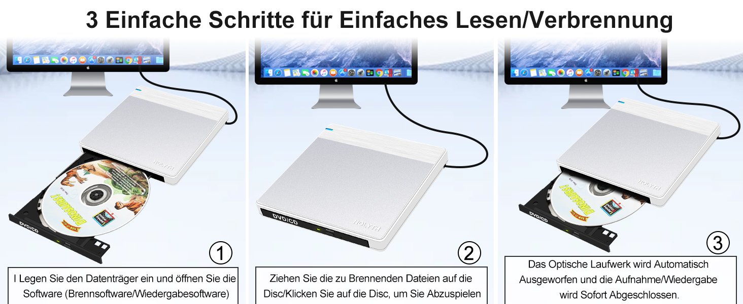 Зовнішній DVD-накопичувач для ноутбука Ultra Slim: портативний CD/DVD привід USB з картридером SD/TF для Mac, MacBook, Windows
